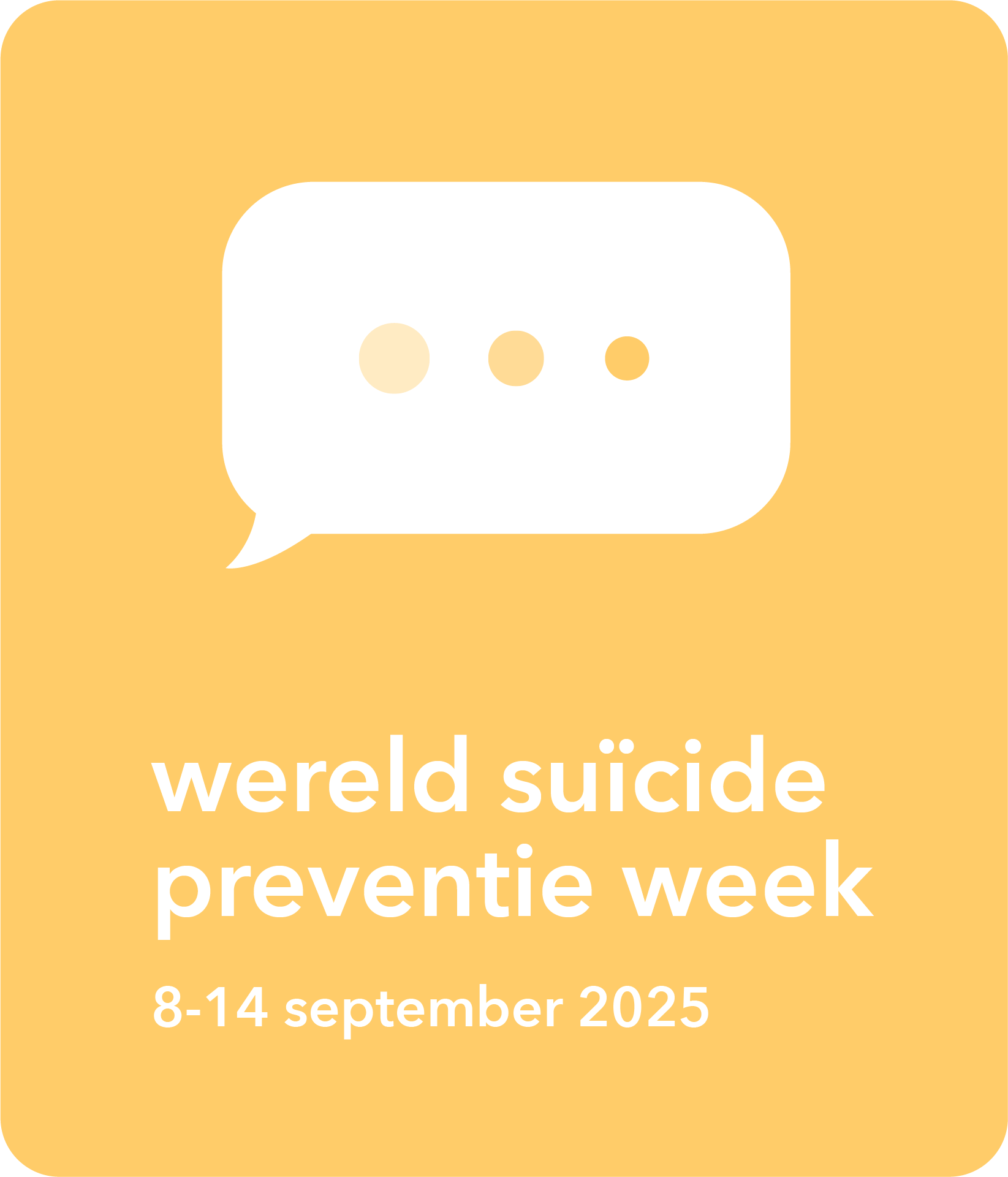 Banner large WSPW2025 Wereld Suïcide Preventie Week is van 8 - 14 september 2025. Het thema dit jaar is Op Zoek naar Woorden.